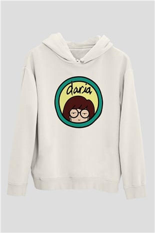 Daria Beyaz Unisex Kapşonlu Sweatshirt