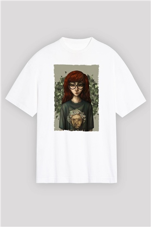 Daria Beyaz Unisex Oversize Tişört T-Shirt