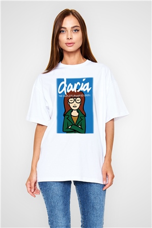 Daria Beyaz Unisex Oversize Tişört T-Shirt