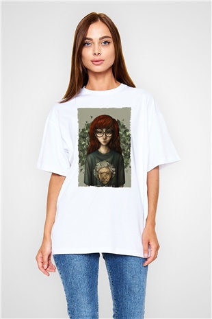Daria Beyaz Unisex Oversize Tişört T-Shirt