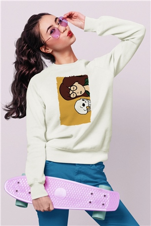 Daria Beyaz Unisex Sweatshirt