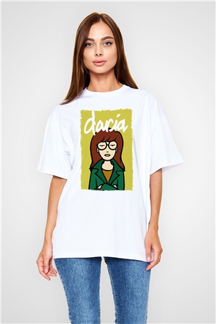 Daria Beyaz Oversize Tişört Oversize T-shirt