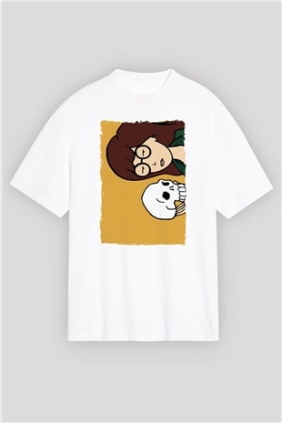Daria Beyaz Oversize Tişört Oversize T-shirt