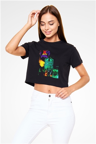 Dark Angel Siyah Crop Top Tişört