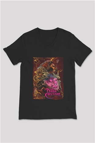 Dark Crystal Siyah Unisex  V Yaka Tişört