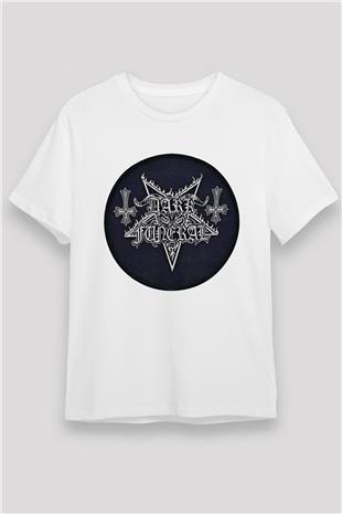 Dark Funeral Baskılı Unisex Beyaz Tişört - Tshirt