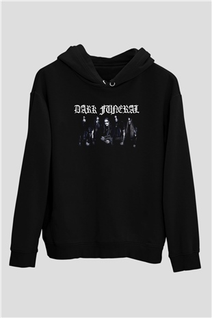 Dark Funeral Baskılı Unisex Siyah Kapüşonlu Sweatshirt