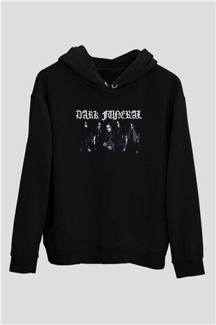 Dark Funeral Baskılı Unisex Siyah Kapüşonlu Sweatshirt