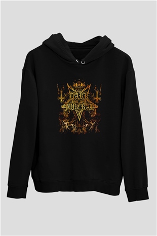 Dark Funeral Baskılı Unisex Siyah Kapüşonlu Sweatshirt