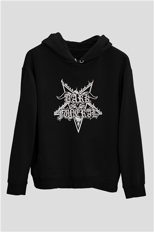 Dark Funeral Baskılı Unisex Siyah Kapüşonlu Sweatshirt