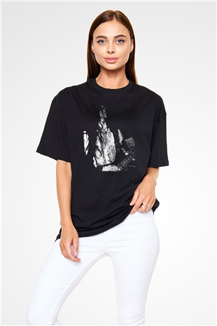 Dark Funeral Baskılı Unisex Siyah Oversize Tişört - Tshirt