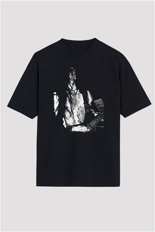 Dark Funeral Baskılı Unisex Siyah Oversize Tişört - Tshirt