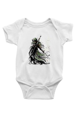 Dark Souls Baskılı Beyaz Unisex Bebek Body - Zıbın