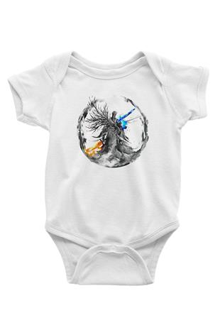 Dark Souls Baskılı Beyaz Unisex Bebek Body - Zıbın