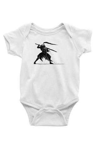 Dark Souls Baskılı Beyaz Unisex Bebek Body - Zıbın