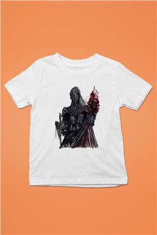Dark Souls Baskılı Beyaz Unisex Beyaz Çocuk Tişört - Tshirt