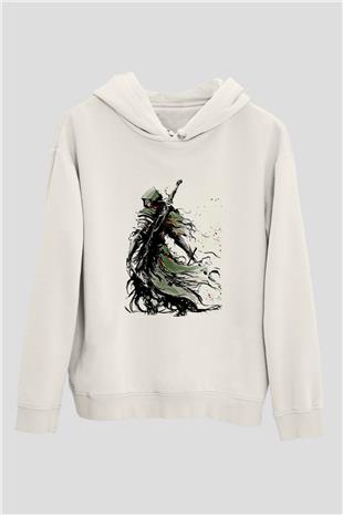 Dark Souls Baskılı Beyaz Unisex Kapüşonlu Sweatshirt