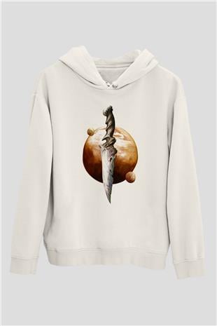 Dark Souls Baskılı Beyaz Unisex Kapüşonlu Sweatshirt