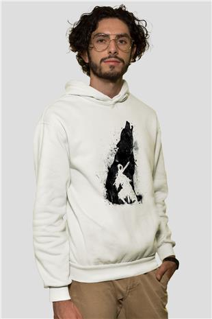 Dark Souls Baskılı Beyaz Unisex Kapüşonlu Sweatshirt
