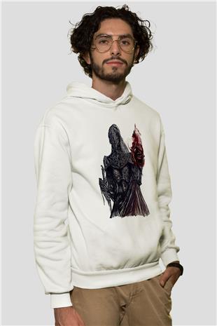 Dark Souls Baskılı Beyaz Unisex Kapüşonlu Sweatshirt