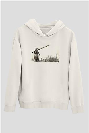 Dark Souls Baskılı Beyaz Unisex Kapüşonlu Sweatshirt