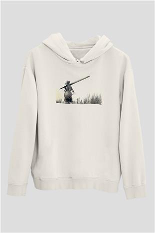 Dark Souls Baskılı Beyaz Unisex Kapüşonlu Sweatshirt