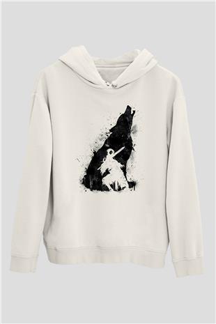 Dark Souls Baskılı Beyaz Unisex Kapüşonlu Sweatshirt