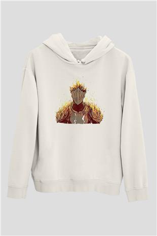 Dark Souls Baskılı Beyaz Unisex Kapüşonlu Sweatshirt