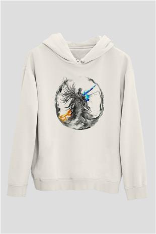 Dark Souls Baskılı Beyaz Unisex Kapüşonlu Sweatshirt
