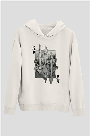 Dark Souls Baskılı Beyaz Unisex Kapüşonlu Sweatshirt