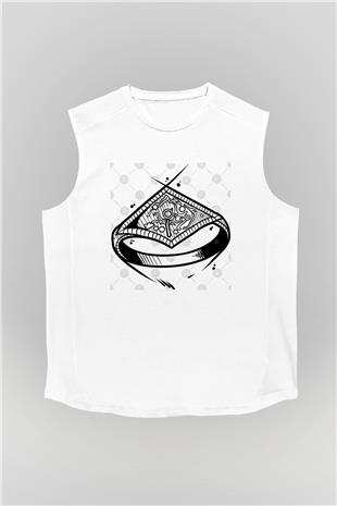 Dark Souls Baskılı Beyaz Unisex Kolsuz Tişört - Tshirt