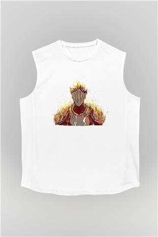 Dark Souls Baskılı Beyaz Unisex Kolsuz Tişört - Tshirt
