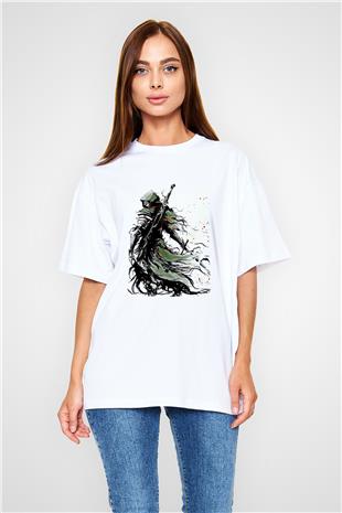 Dark Souls Baskılı Beyaz Unisex Oversize Tişört - Tshirt
