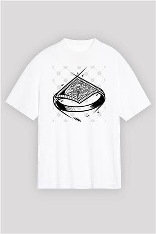 Dark Souls Baskılı Beyaz Unisex Oversize Tişört - Tshirt