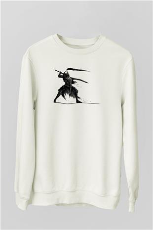 Dark Souls Baskılı Beyaz Unisex Sweatshirt