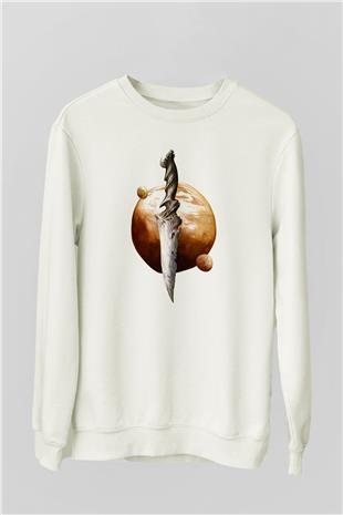 Dark Souls Baskılı Beyaz Unisex Sweatshirt