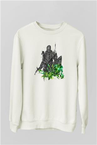 Dark Souls Baskılı Beyaz Unisex Sweatshirt