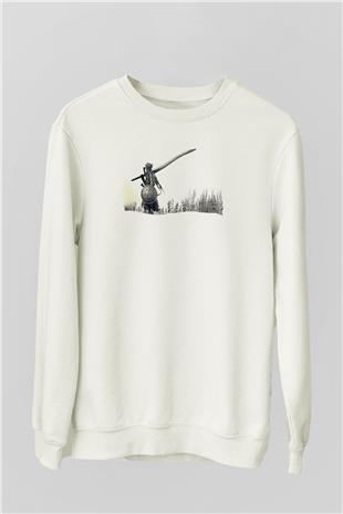 Dark Souls Baskılı Beyaz Unisex Sweatshirt