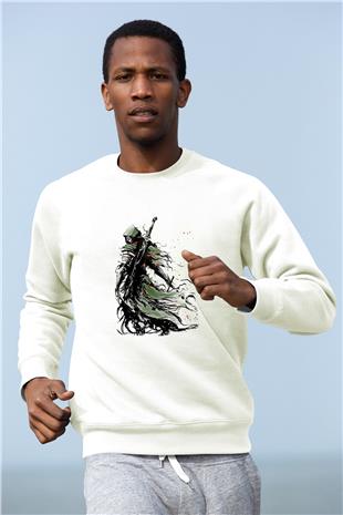 Dark Souls Baskılı Beyaz Unisex Sweatshirt