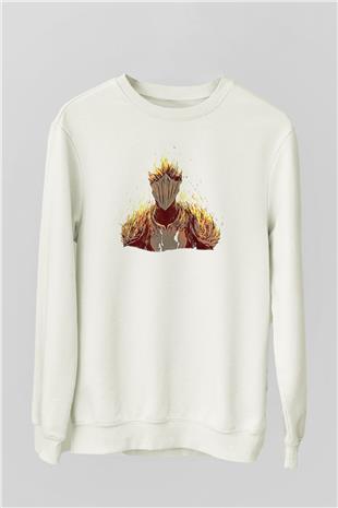 Dark Souls Baskılı Beyaz Unisex Sweatshirt