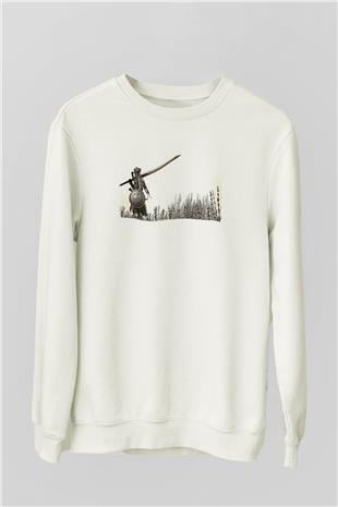 Dark Souls Baskılı Beyaz Unisex Sweatshirt