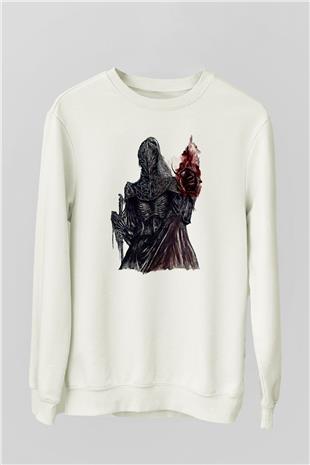 Dark Souls Baskılı Beyaz Unisex Sweatshirt