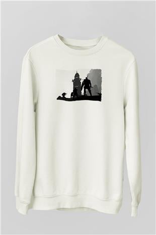 Dark Souls Baskılı Beyaz Unisex Sweatshirt