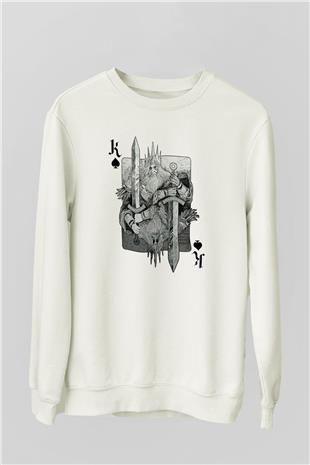 Dark Souls Baskılı Beyaz Unisex Sweatshirt