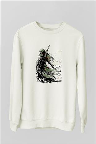 Dark Souls Baskılı Beyaz Unisex Sweatshirt