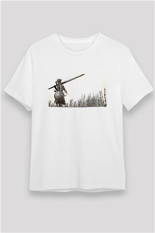 Dark Souls Baskılı Unisex Beyaz Tişört - Tshirt