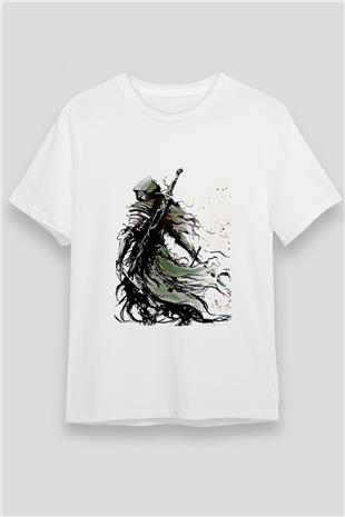 Dark Souls Baskılı Unisex Beyaz Tişört - Tshirt