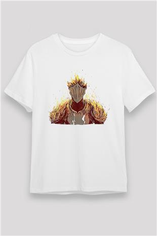 Dark Souls Baskılı Unisex Beyaz Tişört - Tshirt