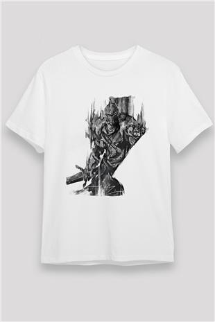 Dark Souls Baskılı Unisex Beyaz Tişört - Tshirt