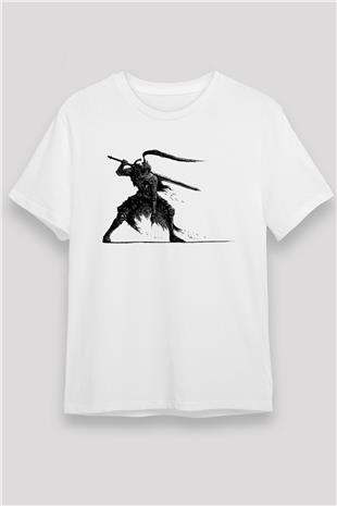Dark Souls Baskılı Unisex Beyaz Tişört - Tshirt
